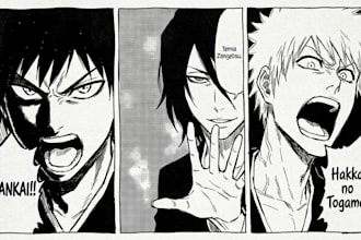 turn your oc into shonen anime manga page with hand drawn black and white ink