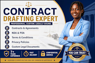 draft legal agreement, contract, terms and conditions, nda, poa or any legal doc