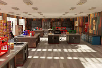 design a modern veterinary clinic and animal hospital in 3d and cgi
