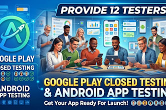 provide 12 testers for google play closed testing and android app testing