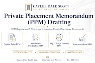 draft sec compliant private placement memorandum subscription agreement drafting