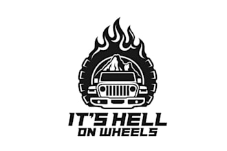 design custom 4 wheel fun truck car tire logo