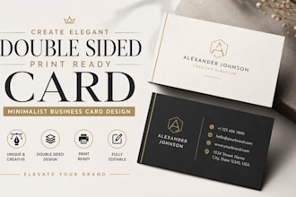 create elegant double sided print ready card minimalist business card