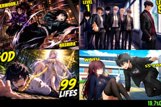 make a quick youtube manhwa thumbnails and amv, manga, anime