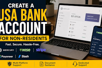 create a USA bank account with mercury, wise, stripe for non residents
