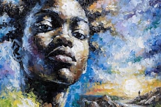 paint portrait, landscape with acrylic and oil on canvas