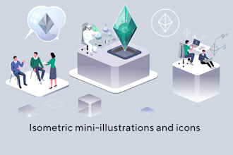 do isometric icons or mini illustrations for web, app, adv