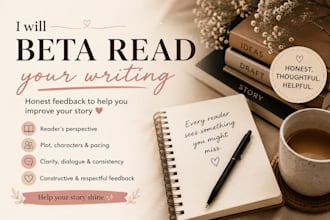 beta read your book and provide honest, detailed feedback