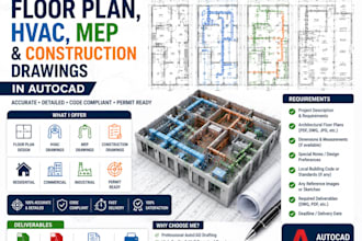 draw a floor plan hvac, mep and construction drawing in autocad