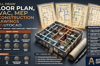 draft 2d floor plans, redraw house plans for architectural construction drawings