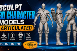 3d articulated action figure, 3d action figure for 3d printing,3d figurine print