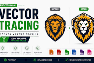 manually vector trace, redraw, recreate, convert logo to vector