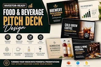 design brewery, taproom, coffee, kombucha, wine and food festival pitch deck