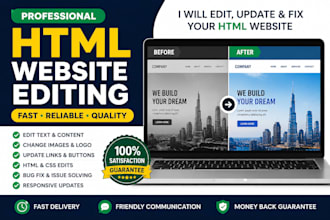 change text, images, logo and links in HTML website