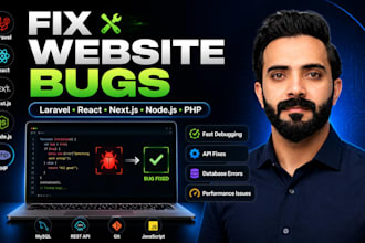 fix bugs and errors in laravel, PHP, react and nextjs web apps