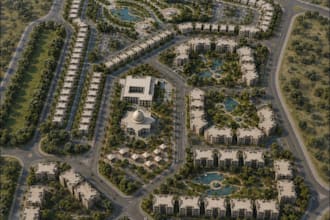 create luxury residential masterplan 3d aerial site plan real estate rendering