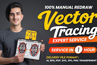 manually vector trace, redraw artwork and image to vector