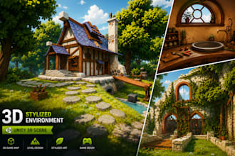create 3d stylized environment unity 3d scene mobile game maps 3d level design