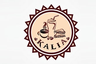 make coffee shop sandwich shop logo with shakes and cakes