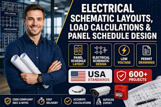 create electrical load calculations, panel schedules, sld and electrical plans