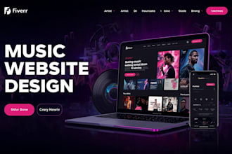 develop unique music website, artist website, dj website, record label website