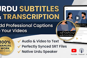 do professional urdu transcription and add urdu subtitles