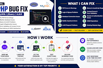 fix PHP, mysql, jquery, ajax bugs and errors