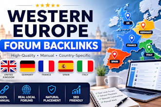 build forum backlinks from germany, france, UK, italy or spain