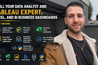 be your data analyst and tableau expert, excel, and bi business dashboards