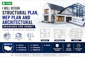 design structural plan, mep plan and architectural drawings for permit