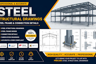 design steel structural drawings, steel frame and connection details