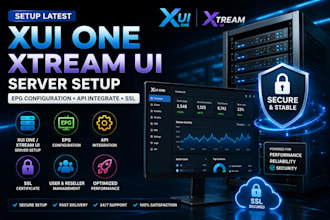 setup latest xui one, xtream ui server, epg configuration, api integrate and ssl