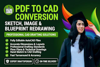 convert PDF sketch image or blueprint into autocad drawing