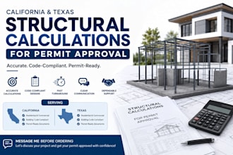 do california and texas structural calculations for building permit