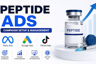 manage peptide meta ads, google ads and tiktok ads campaign setup