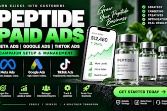 manage peptide meta ads, google ads and tiktok ads campaign setup