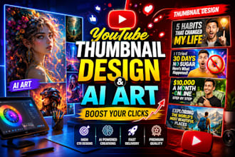 design professional youtube thumbnails and ai art