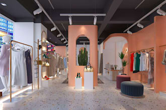 design 3d retail store shopping mall supermarket grocery store, store front