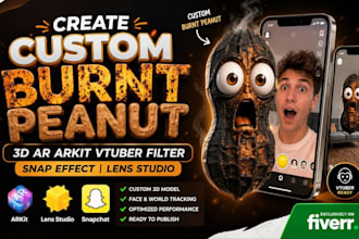 create custom burnt peanut, 3d ar arkit vtuber filter, snap effect, lens studio