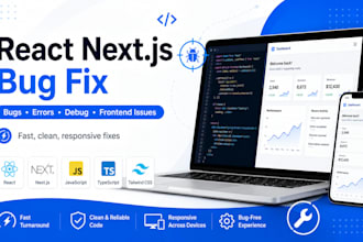 fix react js next js bugs errors and frontend issues