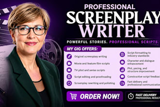 write and edit movie script, screenplay, screenwriting, film script, tv pilot