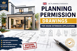 prepare UK planning permission drawings for house extension applications