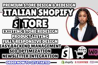 italian shopify store design, italian store redesign, italian ecommerce website