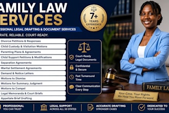 draft family law petitions, motions, pleadings and tort law for pro se litigants