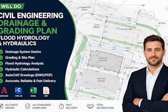 do civil engineering drainage, grading plan drawing, flood hydrology, hydraulics