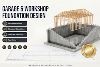 design garage, workshop and shop foundation plans for permit