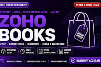 do zoho books setup and bookkeeping for retail and wholesale business inventory