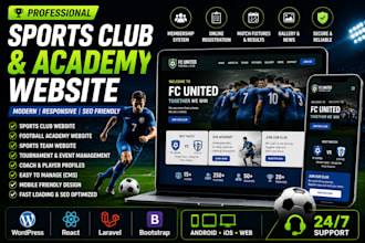 design sports club, football academy website and sports team website
