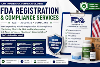 provide fda registeration,fda compliance and fda 510k support