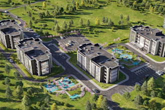 design large scale urban residential masterplan 3d site plan landscape rendering
